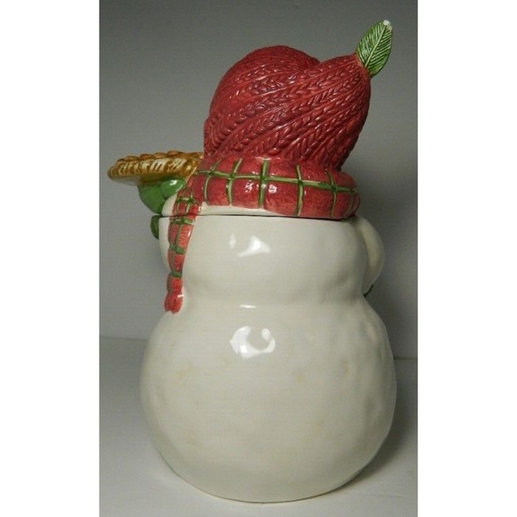 Vintage Bico Christmas Cookie Jar Snowwoman with Ginger Bread Men Cookies 10.5" - Picture 15 of 16